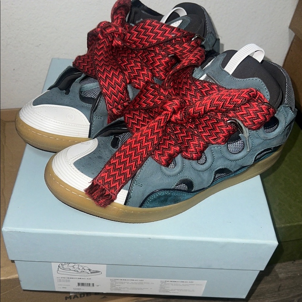 Lanvin Teal and Red Athletic Shoes